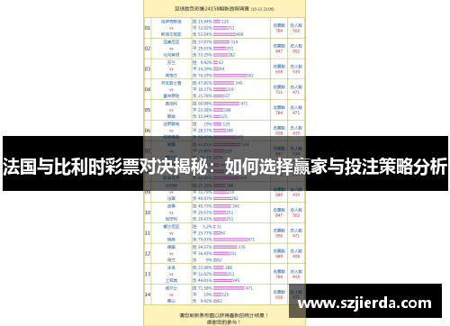 法国与比利时彩票对决揭秘：如何选择赢家与投注策略分析